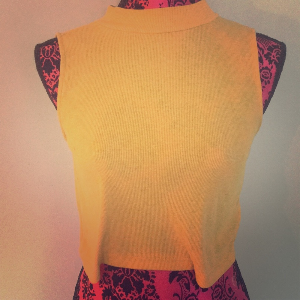 Orange/ Yellow turtle neck crop top